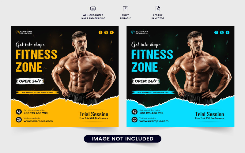 Fitness gym advertisement template Social Media