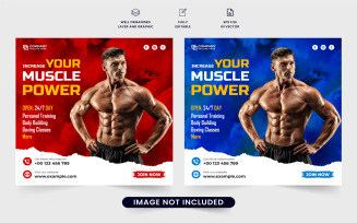 Fitness gym promotional template vector