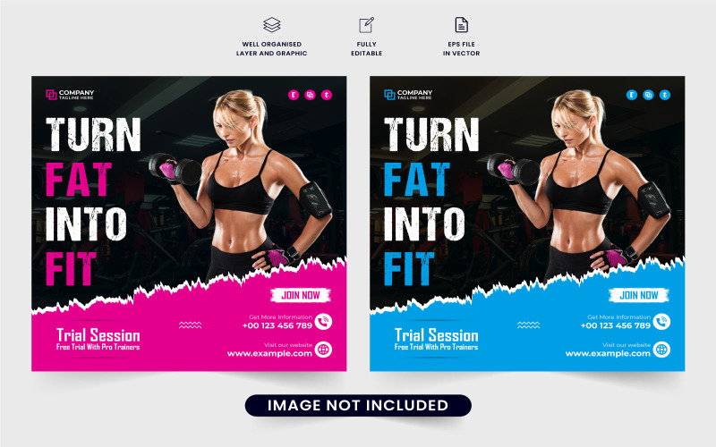 Gym session promotional template vector Social Media
