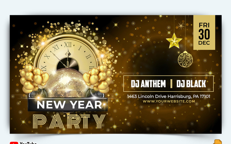 New Year Party YouTube Thumbnail Design -002 Social Media