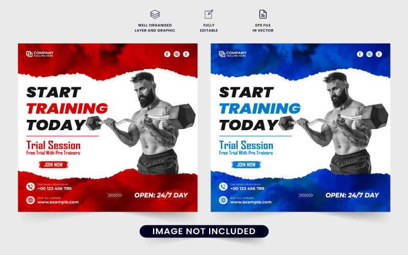 Gym business poster template vector Social Media