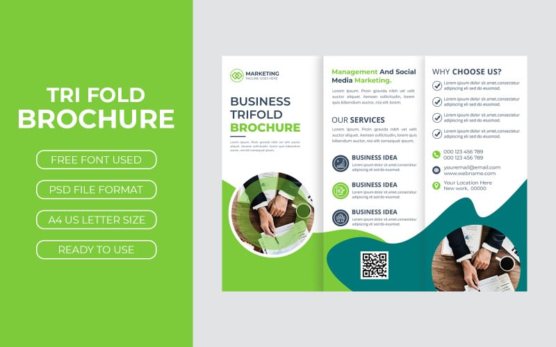 Corporate Trifold Brochure Template with Image Corporate Identity