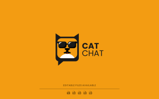 Cat Chat Simple Logo Style