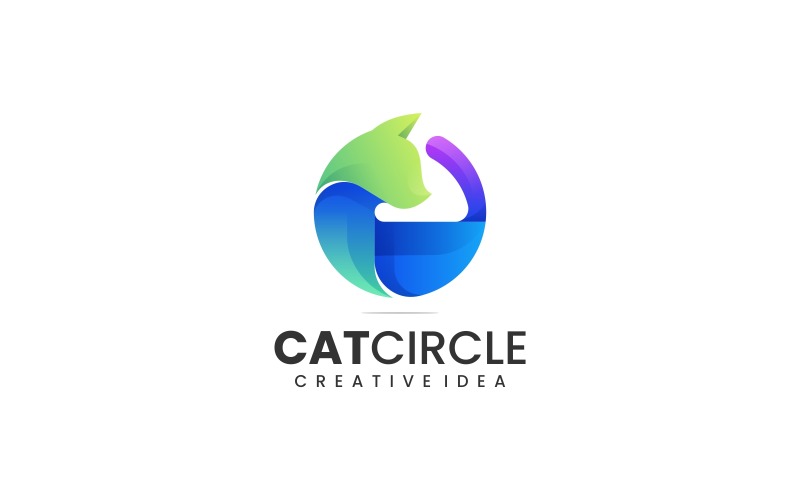 Cat Circle Gradient Logo Style Logo Template