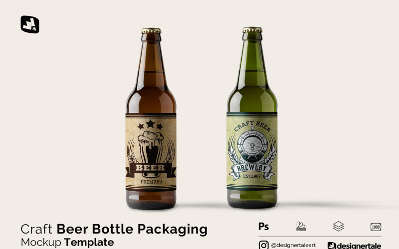 Craft Beer Bottle Packaging Mockup Product Mockup