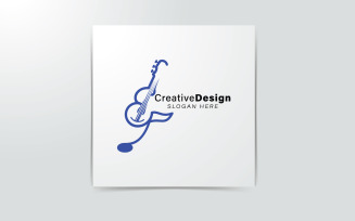 Music note guitar creative logo