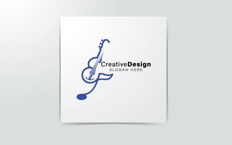 Music note guitar creative logo Logo Template