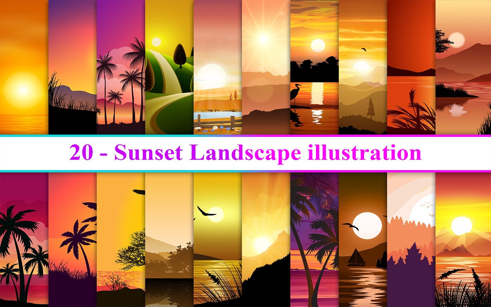 Kit Graphique #284665 Sunset Landscape Divers Modles Web - Logo template Preview