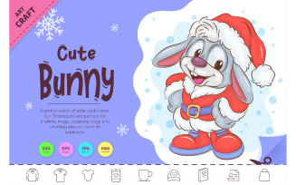 Cute Christmas Bunny. Clipart