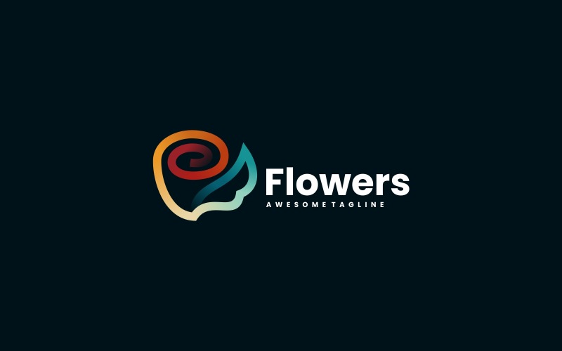 Flower Line Art Colorful Logo Logo Template