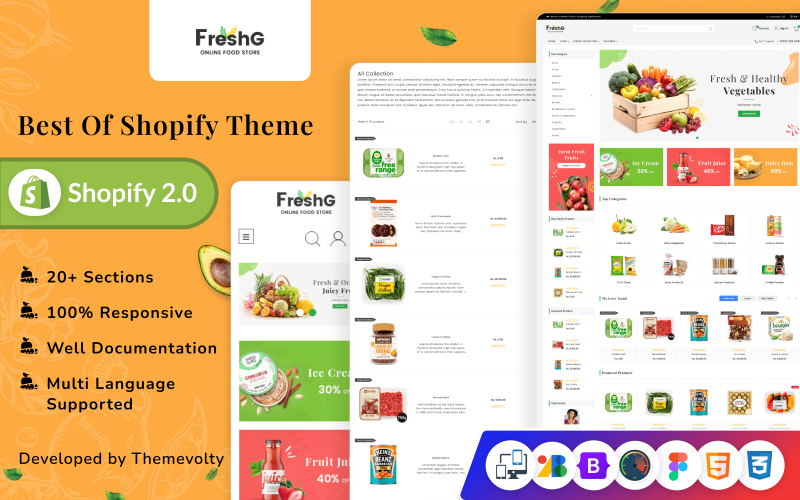 FreshG Mega Grocery–Food Drink–Coffee Shopify 2.0 Premium Responsive Theme Shopify Theme