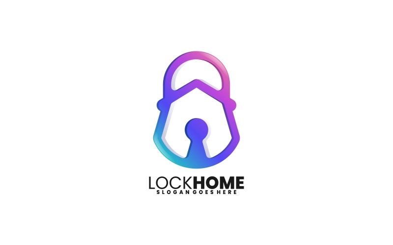Lock Line Art Gradient Logo Logo Template