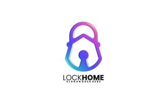 Lock Line Art Gradient Logo