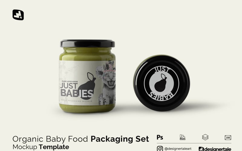 Organic Baby Food Packaging Mockup Product Mockup