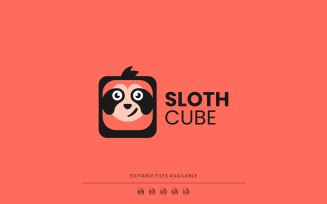 Sloth Cube Simple Logo Style