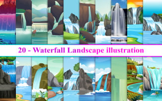 Waterfall Landscape, Waterfall Landscape Background, Nature Landscape