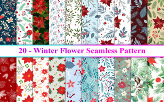 Winter Flower Seamless Pattern, Winter Flower, Flower Background