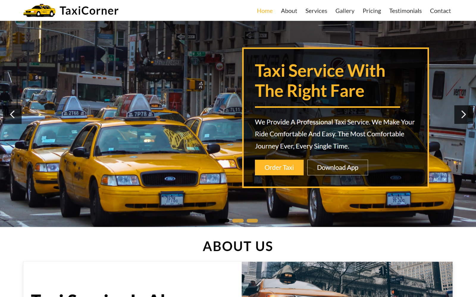 TaxiCorner - Taxi Booking Service HTML5 Landing Page Template