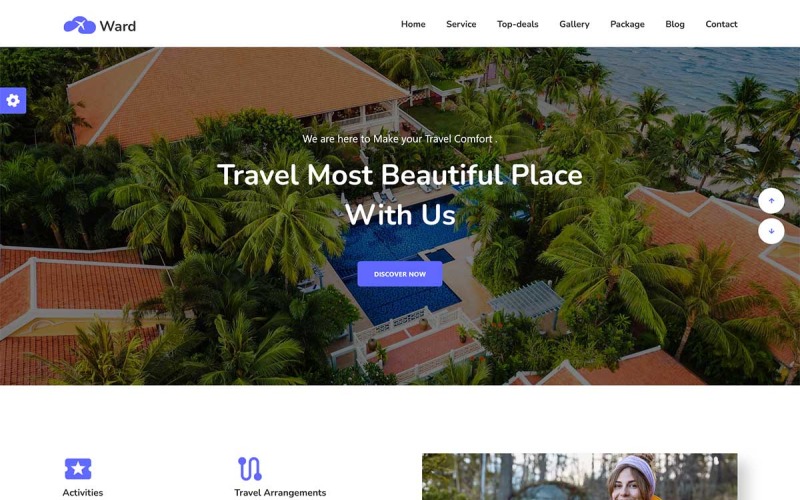 Ward - Travel Agency Landing Page React Template Landing Page Template