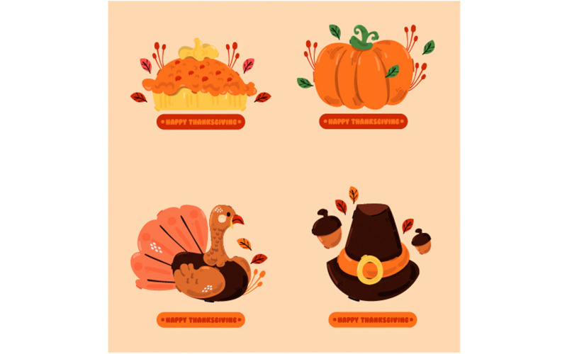 Happy Thanksgiving Badges Collection Illustration