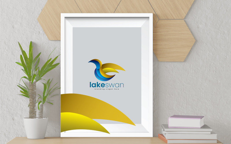 Lake Swan and Fashionable Swan Logo Logo Template