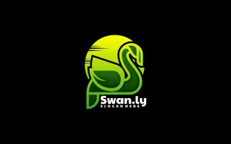 Swan Line Art Gradient Logo Style