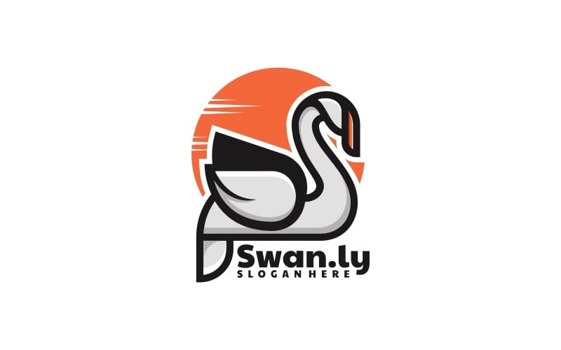 Swan Simple Mascot Logo 3 Logo Template