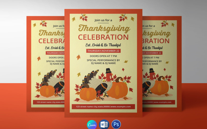 Thanksgiving Party Invitation Flyer template Corporate Identity
