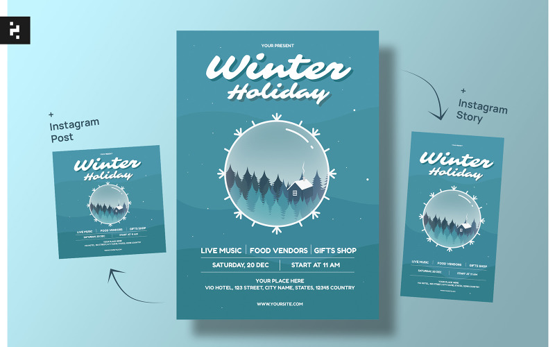 Winter Holiday Flyer Template Corporate Identity