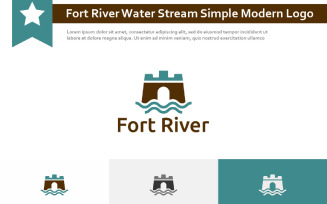 Fort River Water Stream Simple Modern Logo