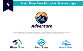 4 Fresh River Flow Mountain Nature Logo