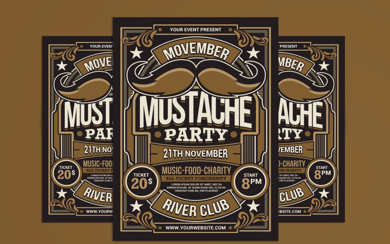 Movember Moustache Party Flyer Corporate Identity