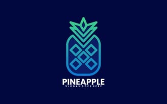 Pineapple Line Art Gradient Logo