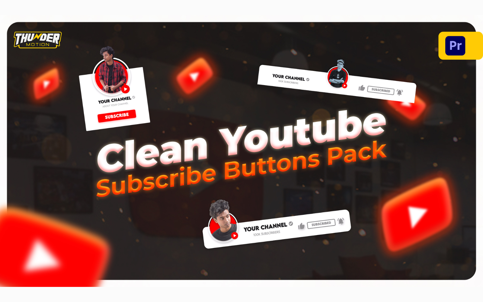 Clean YouTube Subscribe Button Pack - Motion Graphics Templates