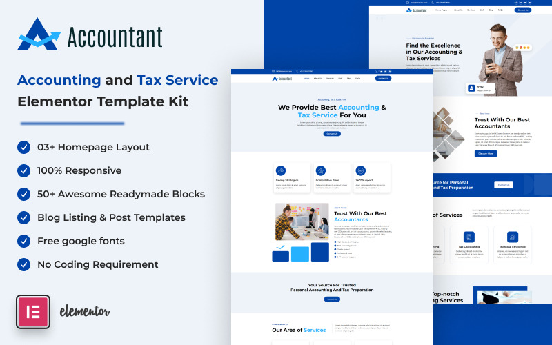 Accountant - Accounting and Tax Service Elementor Template Kit Elementor Kit