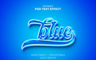 Blue glossy editable 3d text effect mockup