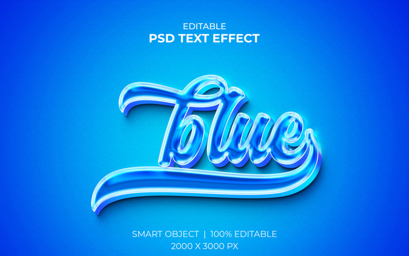 Blue glossy editable 3d text effect mockup Product Mockup
