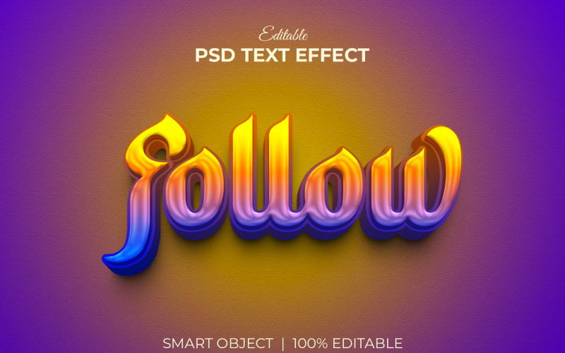 Follow editable 3d text effect Mockup Product Mockup