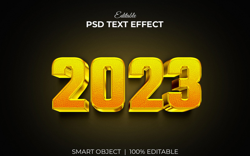 2023 Gold editable 3d text effect mockup Product Mockup