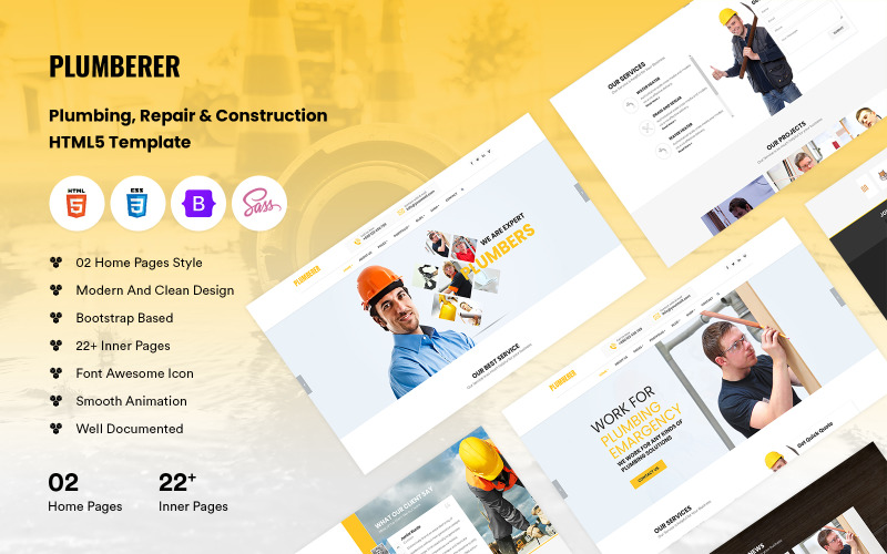 Plumbing, Repair & Construction HTML Template Website Template