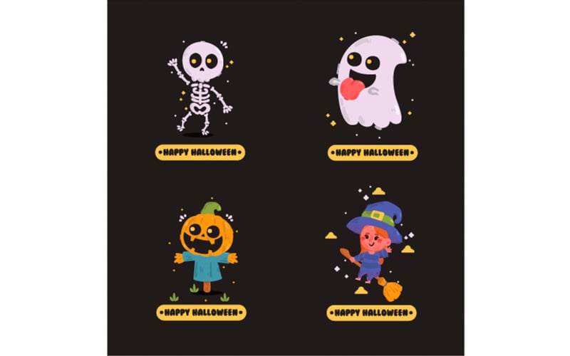 Happy Halloween Badges Collection Illustration