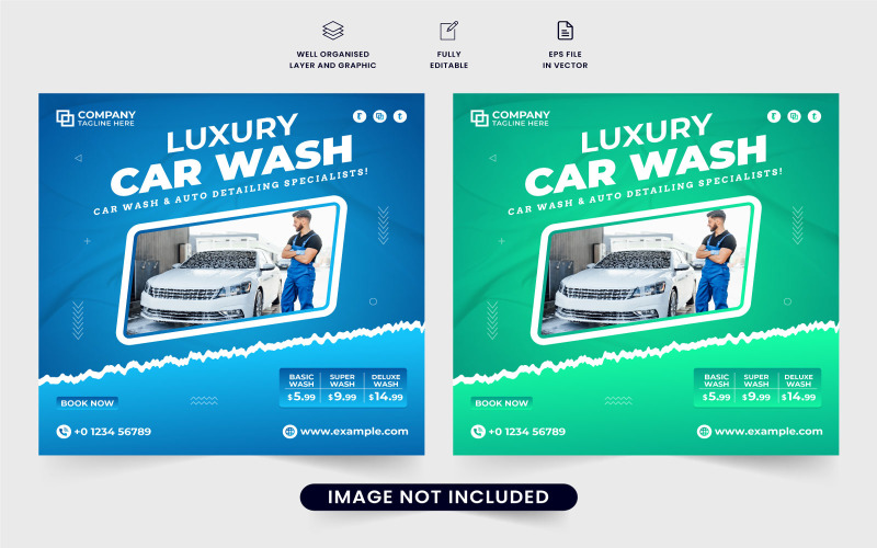 Luxury car wash advertisement banner Social Media