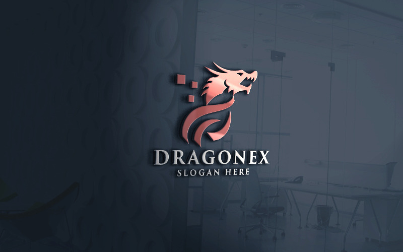 Professional Pixel Dragon Logo Logo Template
