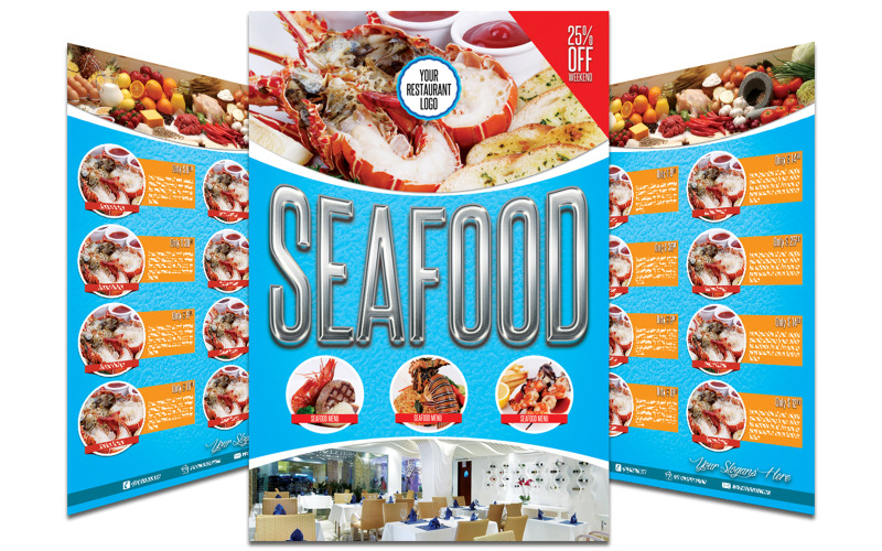 Seafood Restaurant Menu Template Corporate Identity
