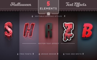 Set 5 Halloween Editable Text Effects, Font Styles