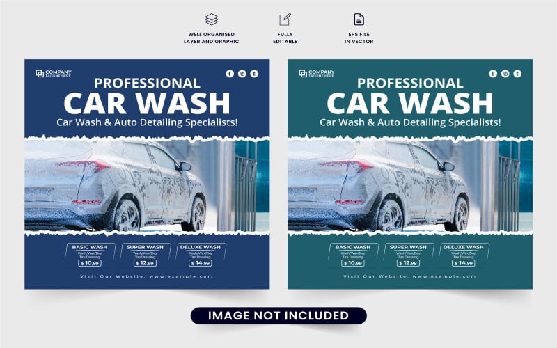 Vehicle washing service template vector Social Media