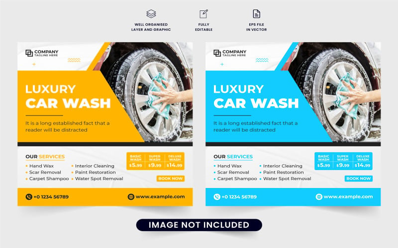 Car wash promotional web banner vector Social Media