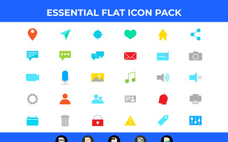 30 Flat Essential Icon Pack Vector and SVG