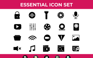 30 Flat Essential Icon Pack Vector Illustrations
