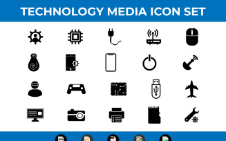 20 Flat Technology and Multimedia icons